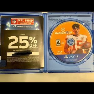 Madden 20 ps4 with %25 NFL Shop code
